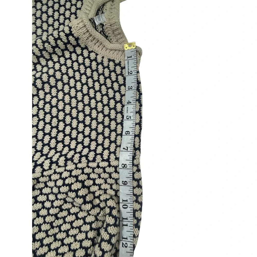 Jeanne Pierre Womens Short Sleeve Knit‎ Sweater Navy Cream Fair Isle Geometric L